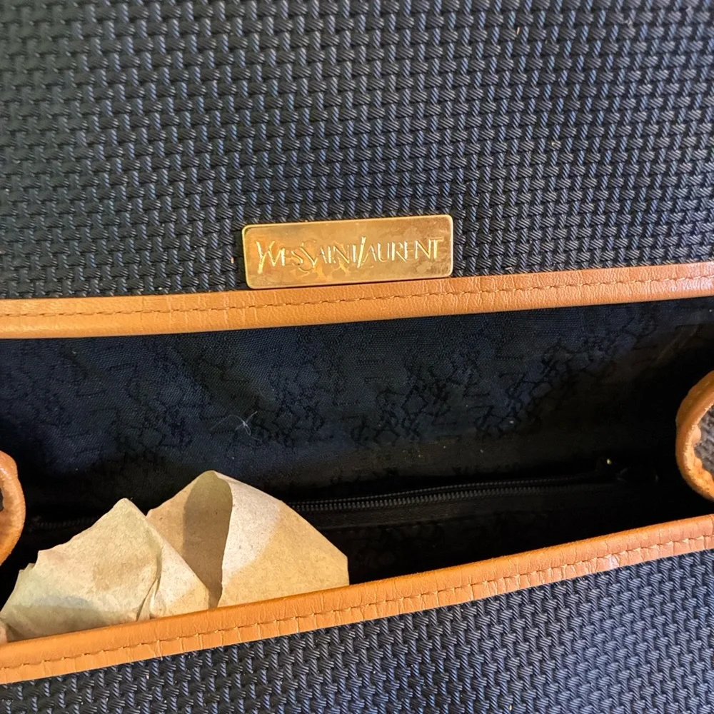 Vintage Yves Saint Laurent Black and Tan Woven Crossbody Bag & Box - Picture 11 of 15